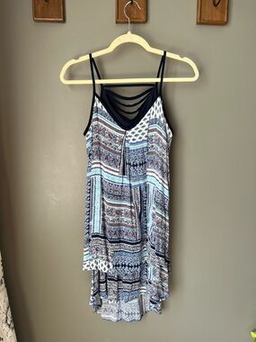 Alyx Navy and Light Blue Paisley-Print Strappy Dress